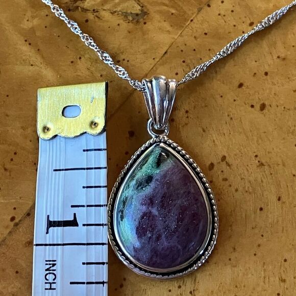 Ruby Zoisite Sterling Silver Necklace - Picture 3 of 8